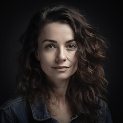 Naklejka premium Portrait of a graceful brunette young woman - generative AI