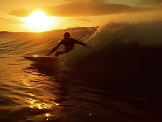 Surfing on the beach with exposure AI Generative