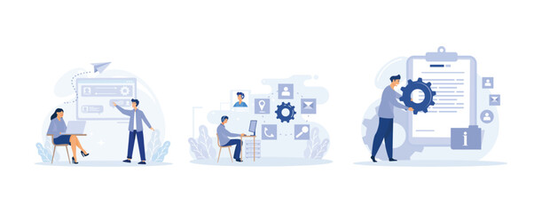 User support abstract concept vector illustration set. Customer self-service, contact center, customer service guide, online assistance, flat vector modern illustration 