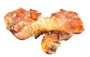 Grilled chicken legs isolated on white