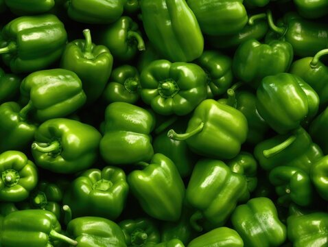 Green Bell Peppers background as seamless tile (generative AI)
