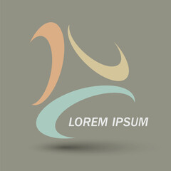 Abstract triple logo design element. Colored vector icon.