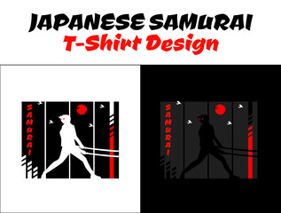Silhouette japan samurai vector for design t-shirt concept. Silhouette samurai. urban samurai fighting pose. Samurai Vector Illustration. Japanese t-shirt design.