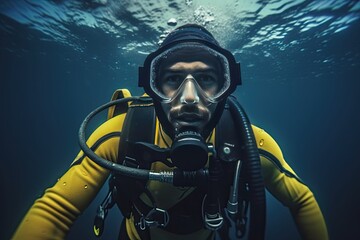 Person dive in the ocean AI Generative
