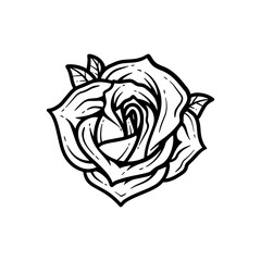 Hand drawn rose illustration. Abstract flower outline vector icon