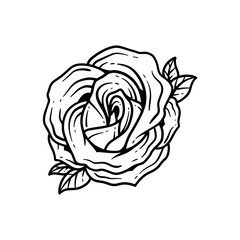 Hand drawn rose illustration. Abstract flower outline vector icon