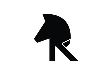 letter R and horse logo minimalist design vector