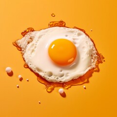 Yellow Background Fried Egg. Generative AI