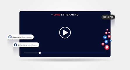 Social Media live streaming content with mobile element	 - obrazy, fototapety, plakaty