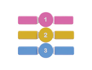 Obraz premium three colorful buttons with the number of 1, 2 and 3 on them