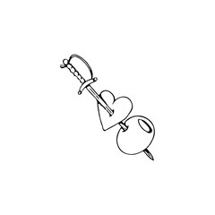 vector illustration of sword with fruit concept