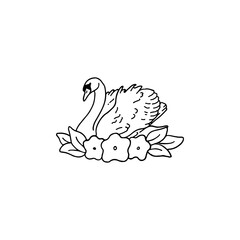 vector illustration of a swan with flowers