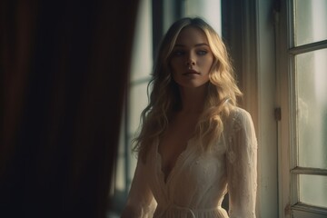 Naklejka premium Portrait a beautiful woman ai generate