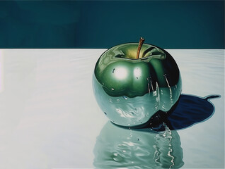 A painting of a 3D apple, generative AI