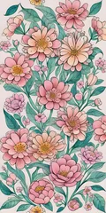 Fotobehang seamless floral pattern © deeplek