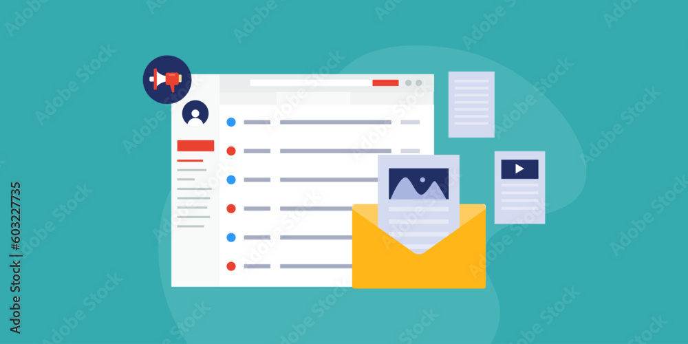Wall mural email application dashboard ui interface. newsletter content promotion and digital marketing communi
