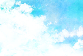 背景素材_青空と入道雲_水彩