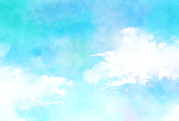 背景素材_青空と雲_水彩
