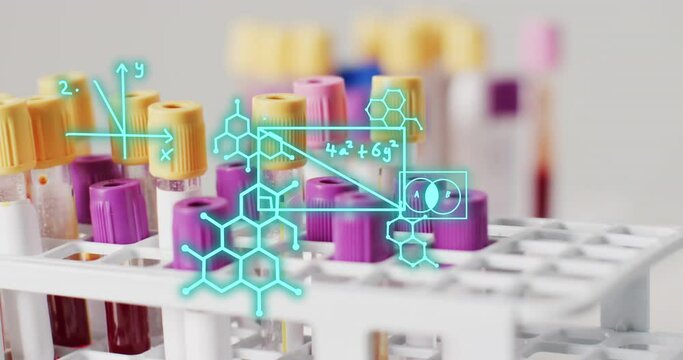 Animation of chemical structures over test tubes