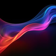 abstract colorful wavy lines on dark background.Generative Ai