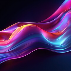 abstract colorful wavy lines on dark background.Generative Ai