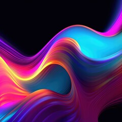 Fototapeta premium abstract colorful wavy lines on dark background.Generative Ai