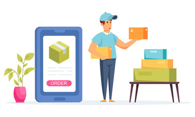 Fototapeta premium Delivery People Character Situation 