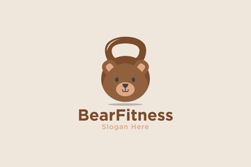 Bear Fitness logo design template element vector suitable for fitness business kids vector