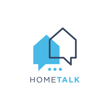 Home house chat talk logo design idea for real estate property business marketing. Vector illustration