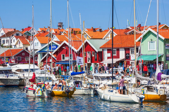 Smögen With boats and tourists in Sweden