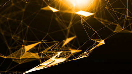Plexus Golden Awards Background, 3d illustration