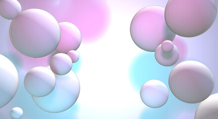 ポップな配色の風船、丸いボール、球体の重なったデコレーション背景イメージ・セール・誕生日・パーティー ・イベント