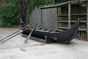 boat of the ancient Vikings on the Curonian Spit