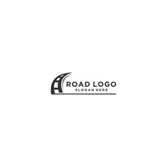 simple road logo template vector in white background