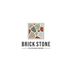 brick stone logo template vector in white background