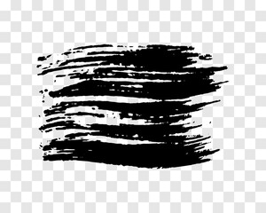 Black brush stroke on transparent background