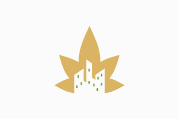 Cannabis Building logo design vector premium