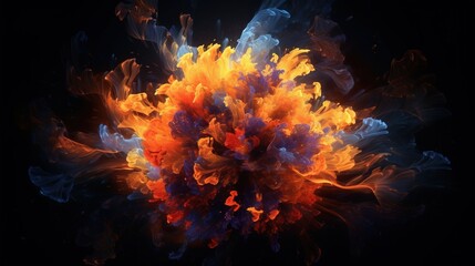 Fototapeta na wymiar a colorful explosion of colored smoke on a black background with a black background. generative ai