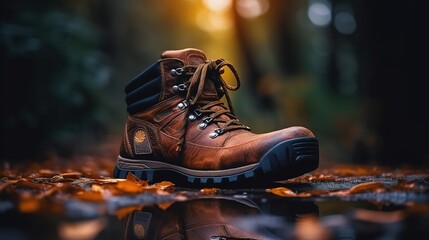 Rugged boot for hiking in the woods