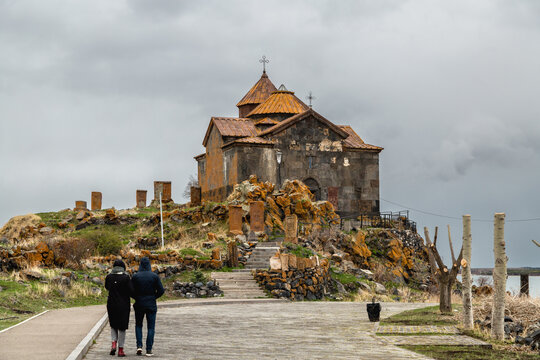 Hayravank Monastery on coast of Sevan Lake in Armenia