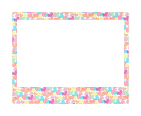 rectangle polaroid photo frame with colorful hearts, template, png file