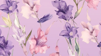 Fototapeta na wymiar a bunch of flowers that are on a purple background with a pink background. generative ai