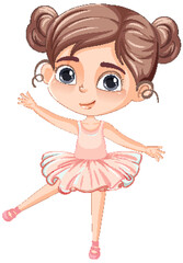 Cute girl cartoon character with pink ballet outfit