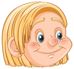 Head of short hair girl with happy facial expression