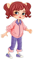 Girl wearing casual outfit cartoon character