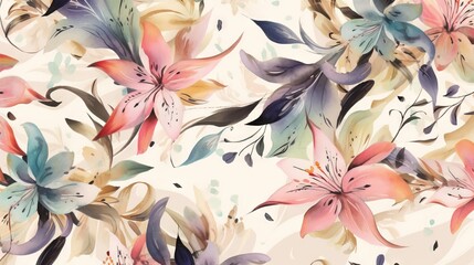  a floral pattern with many different flowers on a white background.  generative ai