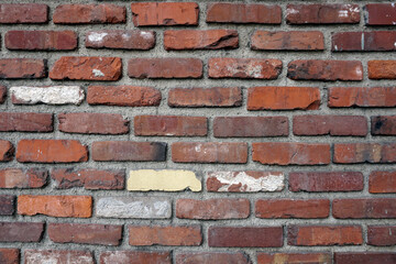 Close up view of a brick wall.