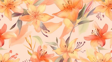  a watercolor painting of yellow and orange flowers on a pink background. generative ai