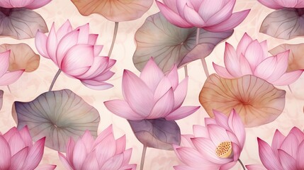  a lot of pink flowers and leaves on a white background.  generative ai