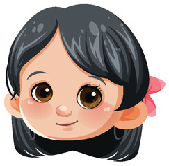 Cute Asian girl cartoon character
